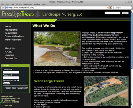 Prestige Trees Website Design